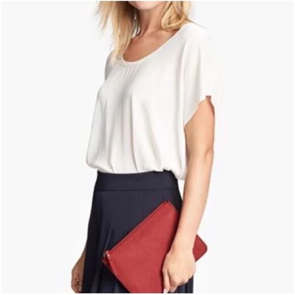 Lo & Sons NWT Large Saffiano Pouch Red Gold Hardware Clutch 9x6.5 - Picture 9 of 9